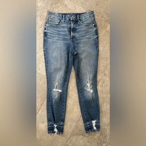 Good American Skinny Distressed Blue Jeans